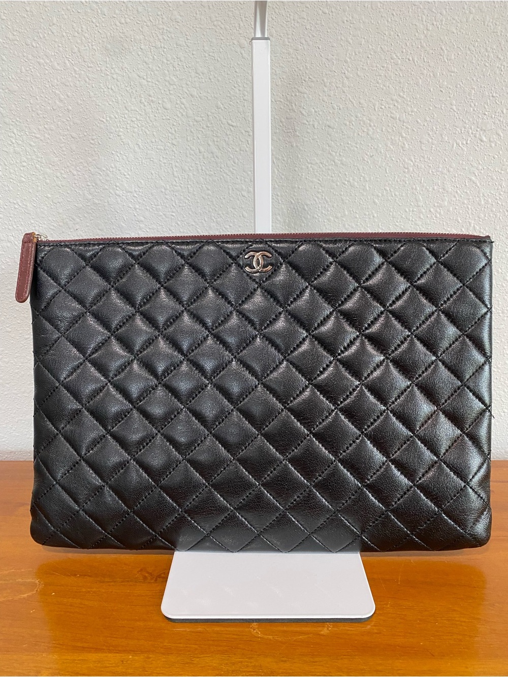 Quilted Leather Black Clutch